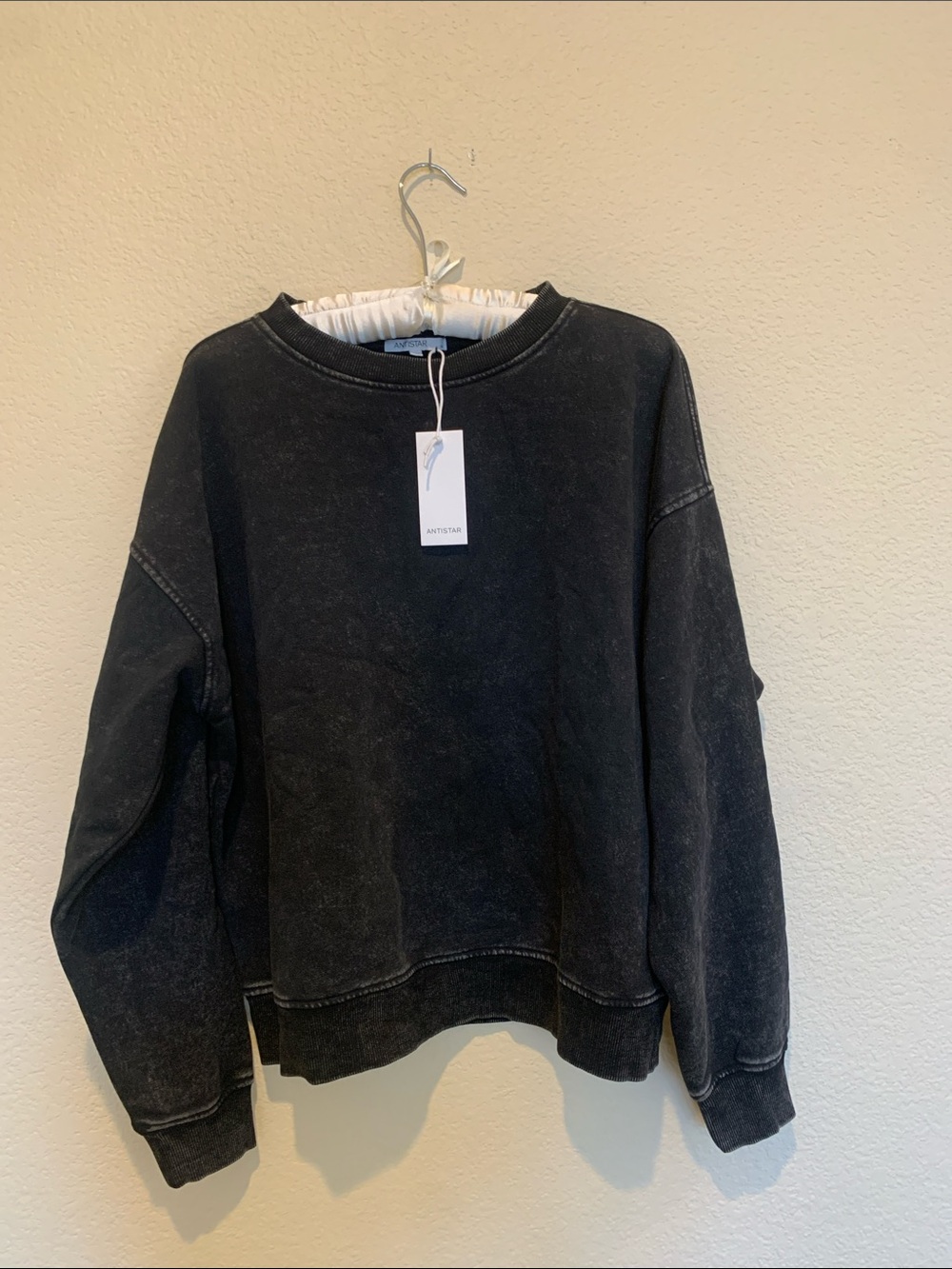 Antistar Black Washed Crew Sweatshirt NWT